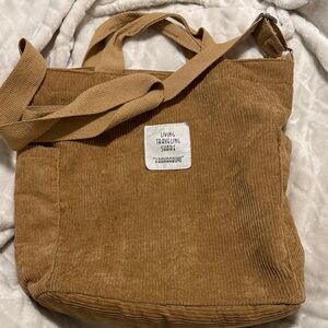 Tan Corduroy Tote Bag